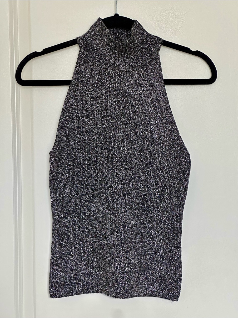 H&M Metallic Gray and Black Sleeveless Mock Neck tank top